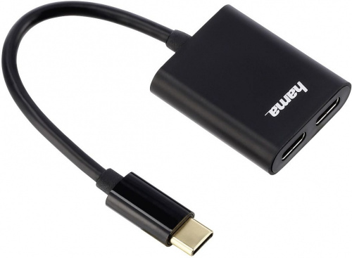 Разветвитель USB-C Hama 00135749 2порт. черный