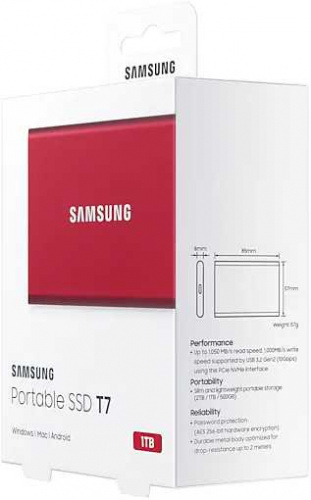 Накопитель SSD Samsung USB-C 1TB MU-PC1T0R/WW T7 1.8" красный фото 10