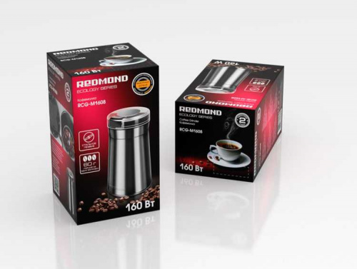 Кофемолка Redmond RCG-M1608 160Вт сист.помол.:ротац.нож вместим.:60гр серебристый/черный фото 5