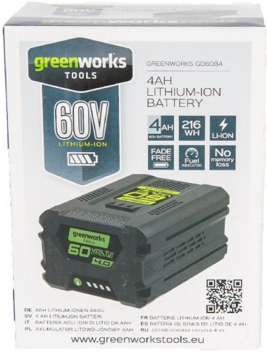 Батарея аккумуляторная Greenworks G60B4 60В 4Ач Li-Ion (2918407) фото 3