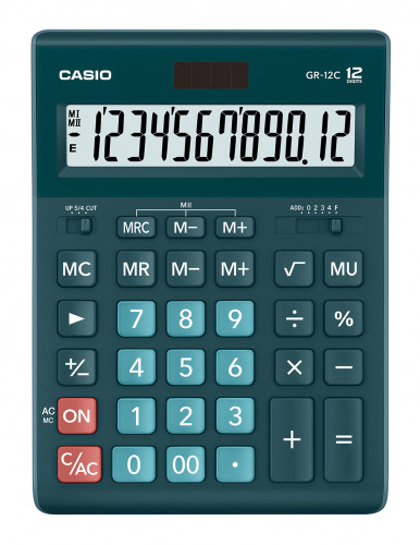 Калькулятор настольный Casio GR-12C-DG темно-зеленый 12-разр. фото 2