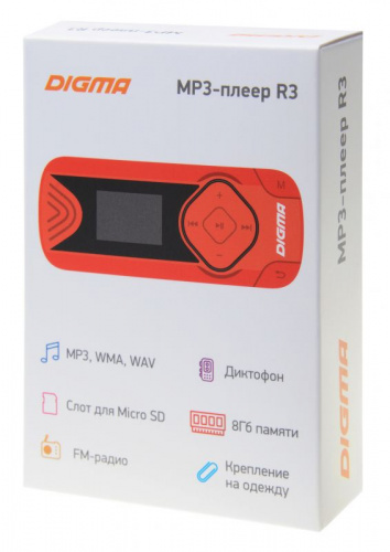 Плеер Flash Digma R3 8Gb красный/0.8"/FM/microSDHC/clip фото 4