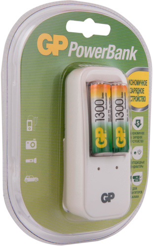 Аккумулятор + зарядное устройство GP PowerBank PB410GS130 AA 1300mAh (2шт) фото 2