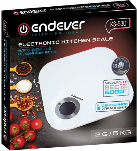 Весы кухонные электронные Endever Skyline KS-530 макс.вес:5кг белый фото 2