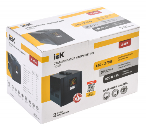 Стабилизатор напряжения IEK Home 2кВА однофазный черный (IVS20-1-02000) фото 2