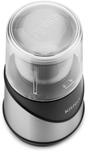 Кофемолка Kitfort КТ-745 200Вт сист.помол.:ротац.нож вместим.:200гр нержавеющая сталь/черный фото 2