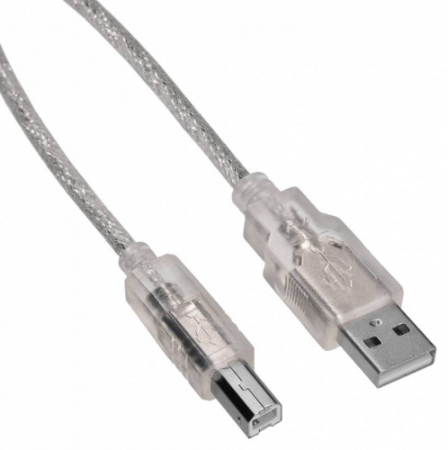 Кабель Buro USB A(m) USB B(m) 1.8м (USB2.0-AM/BM-Trans) прозрачный фото 4