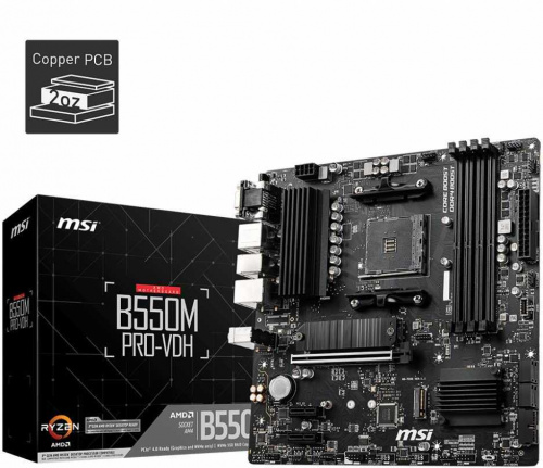 Материнская плата MSI B550M PRO-VDH Soc-AM4 AMD B550 4xDDR4 mATX AC`97 8ch(7.1) GbLAN RAID+VGA+HDMI+DP фото 3