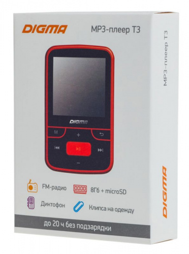 Плеер Flash Digma T3 8Gb черный/красный/1.5"/FM/microSD фото 3