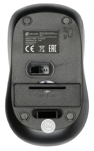 Мышь Оклик 675MW черный/синий оптическая (1200dpi) беспроводная USB для ноутбука (3but) фото 4