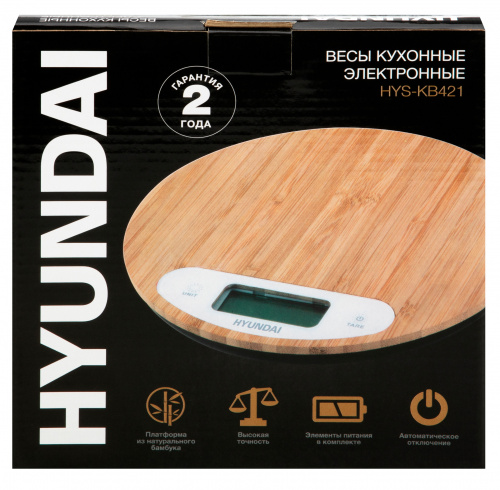 Весы кухонные электронные Hyundai HYS-KB421 макс.вес:5кг бамбук фото 4