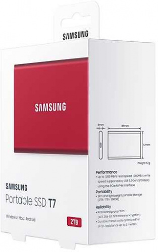 Накопитель SSD Samsung USB-C 2TB MU-PC2T0R/WW T7 1.8" красный фото 10