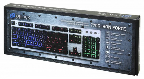 Клавиатура Оклик 770G IRON FORCE серый/черный USB Multimedia for gamer LED фото 4