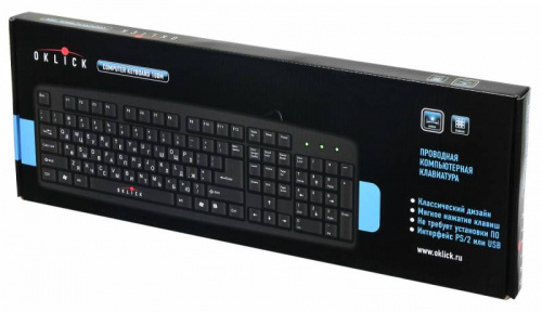 Клавиатура Оклик 100M HW3 черный USB (654570) фото 2