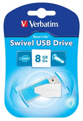 Флеш Диск Verbatim 8Gb Store n Go Swivel 49812 USB2.0 голубой/белый фото 5
