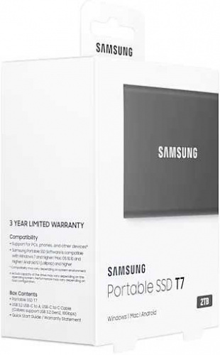 Накопитель SSD Samsung USB-C 2TB MU-PC2T0T/WW T7 1.8" черный фото 9