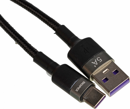Кабель Super Fast 5A USB (m)-USB Type-C (m) 2м черный фото 2