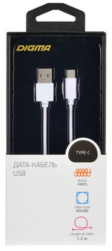 Кабель Digma TYPE-C-1.2M-WH USB (m)-USB Type-C (m) 1.2м белый фото 3