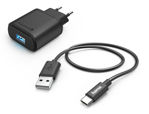 Сетевое зар./устр. Hama H-183240 2.4A универсальное кабель USB Type C черный (00183240) фото 3