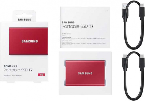 Накопитель SSD Samsung USB-C 1TB MU-PC1T0R/WW T7 1.8" красный фото 2