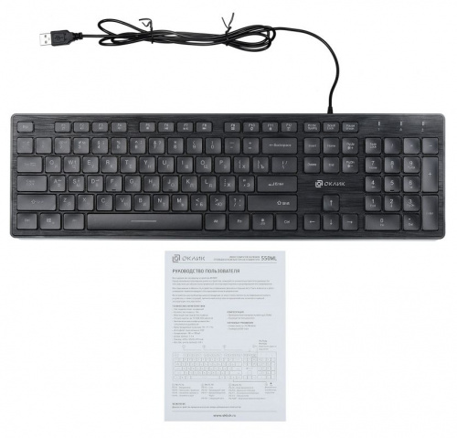 Клавиатура Оклик 550ML черный USB slim Multimedia LED фото 5