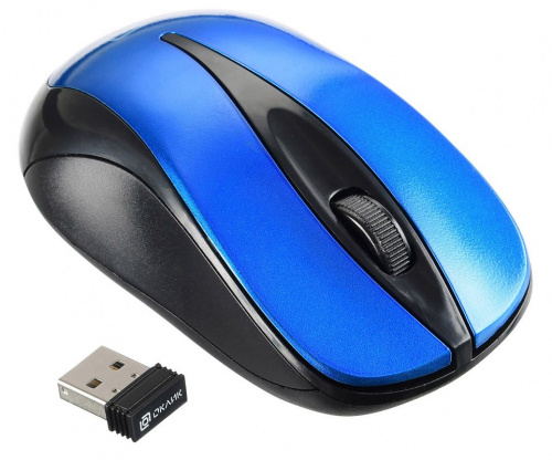 Мышь Оклик 675MW черный/синий оптическая (1200dpi) беспроводная USB для ноутбука (3but) фото 7