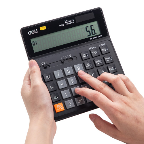 Калькулятор бухгалтерский Deli EM01020 черный 12-разр. фото 7