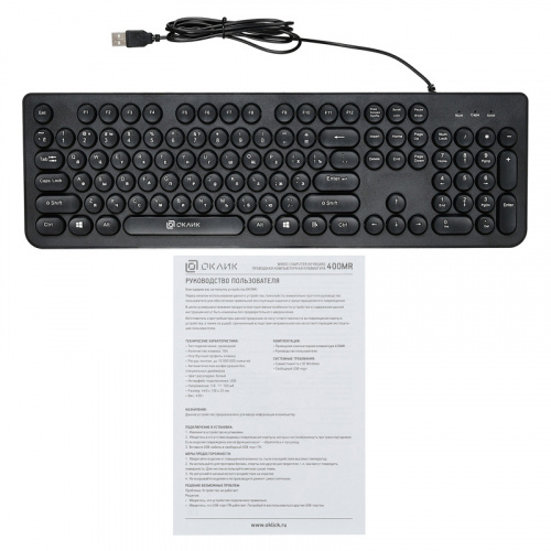 Клавиатура Оклик 400MR черный USB slim фото 6