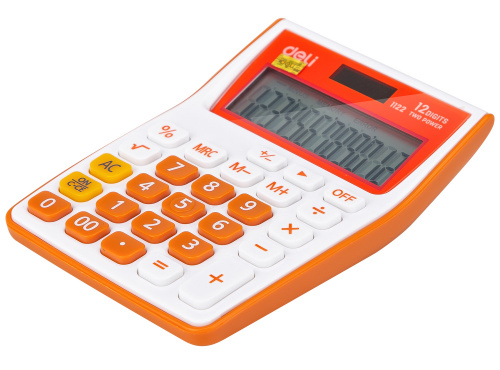 Калькулятор настольный Deli E1122/OR оранжевый 12-разр. фото 3