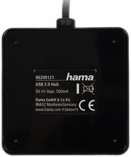 Разветвитель USB 2.0 Hama H-200121 4порт. черный (00200121) фото 6
