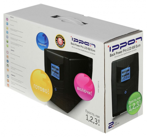 Источник бесперебойного питания Ippon Back Power Pro LCD 600 Euro 360Вт 600ВА черный фото 6