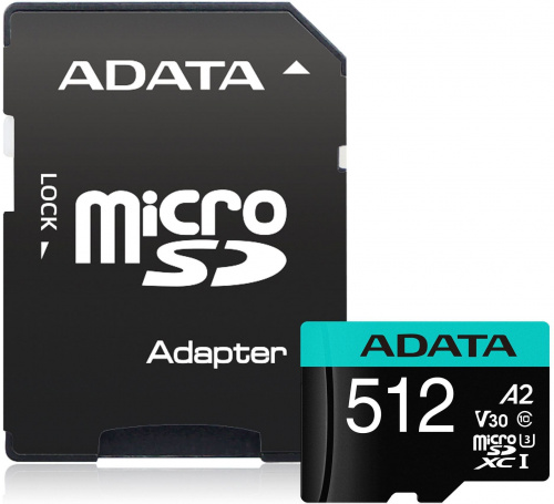 Флеш карта microSDXC 512GB A-Data AUSDX512GUI3V30SA2-RA1 Premier Pro + adapter фото 2