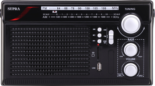 Радиоприемник портативный Supra ST-33U черный USB SD фото 4