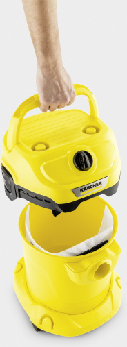 Строительный пылесос Karcher WD 2 Plus V-12/4/18 1000Вт (уборка: сухая/сбор воды) желтый фото 3