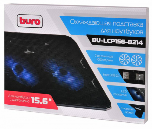 Подставка для ноутбука Buro BU-LCP156-B214 15.6"358x270x21мм 1xUSB 2x 140ммFAN 597г металлическая сетка/пластик черный фото 7