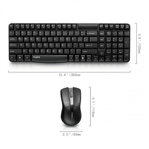 Клавиатура + мышь Rapoo X1800 клав:черный мышь:черный USB беспроводная фото 3