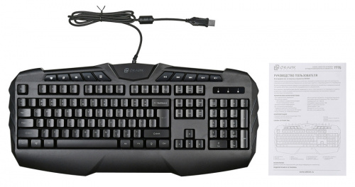 Клавиатура Оклик 777G PSYCHO черный USB Multimedia for gamer LED (подставка для запястий) фото 5
