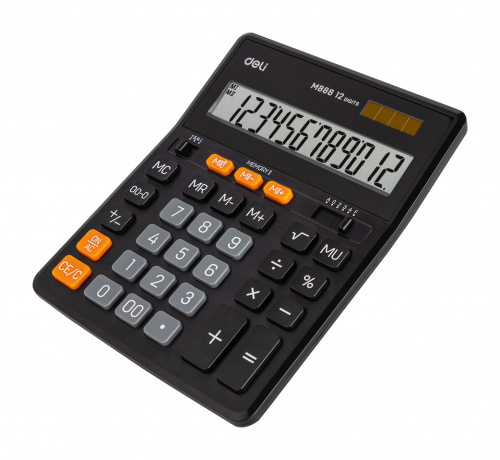Калькулятор настольный Deli EM888 черный 12-разр. фото 3