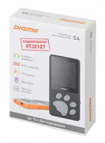 Плеер Hi-Fi Flash Digma S4 8Gb белый/оранжевый/1.8"/FM/microSDHC фото 2