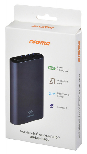 Мобильный аккумулятор Digma DG-ME-15000 Li-Pol 15000mAh 3A темно-серый 1xUSB фото 8