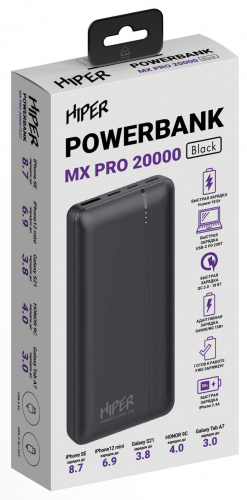 Мобильный аккумулятор Hiper MX Pro 20000 20000mAh QC PD 3A черный (MX PRO 20000 BLACK) фото 3