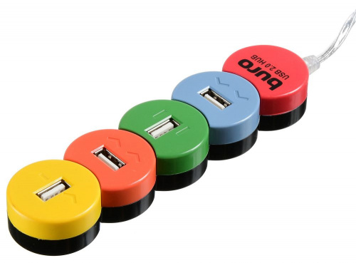 Разветвитель USB 2.0 Buro BU-HUB4-0.5-U2.0-Snake 4порт. разноцветный фото 6