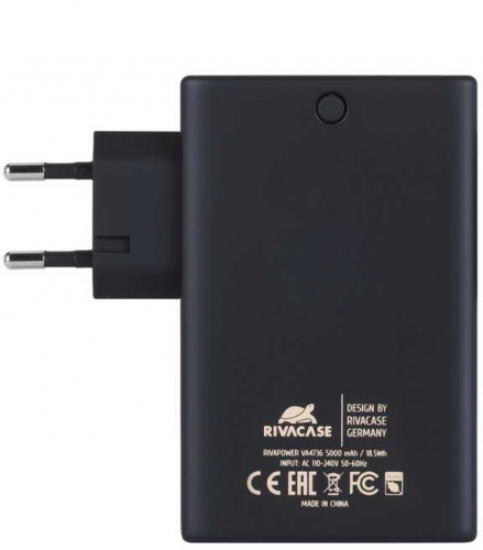 Мобильный аккумулятор Riva VA 4736 Li-Pol 5000mAh 2.1A+1.5A темно-серый 2xUSB фото 7