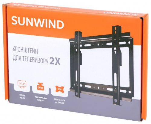 Кронштейн для телевизора SunWind 2X черный 15"-48" макс.30кг настенный фиксированный фото 5