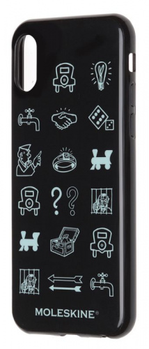 Чехол (клип-кейс) Moleskine для Apple iPhone X IPHXXX MONOPOLY Icons черный/рисунок (MO2CHPXLEMOB)