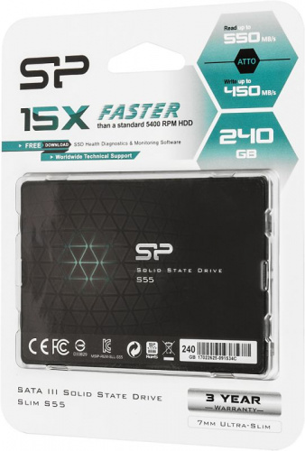 Накопитель SSD Silicon Power SATA-III 240GB SP240GBSS3S55S25 Slim S55 2.5" фото 5