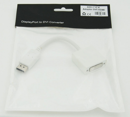 Переходник DisplayPort (m) DVI (f) белый