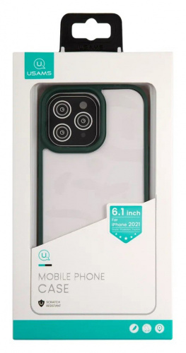 Чехол (клип-кейс) для Apple iPhone 13 Pro Usams US-BH770 прозрачный/зеленый (УТ000028120) фото 2