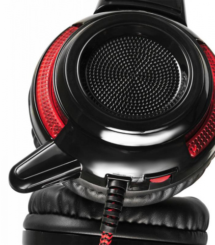 Наушники с микрофоном Оклик HS-G300 ARMAGEDDON черный/красный 2.2м мониторные оголовье (337457) фото 12