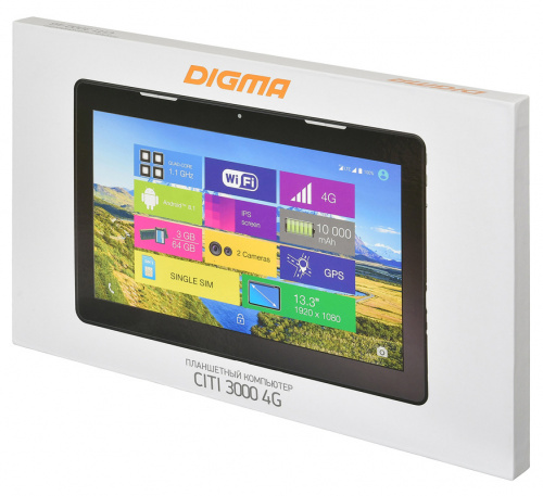 Планшет Digma CITI 3000 4G MTK8735 (1.1) 4C/RAM3Gb/ROM64Gb 13.3" IPS 1920x1080/3G/4G/Android 8.1/черный/5Mpix/2Mpix/BT/GPS/WiFi/Touch/microSDXC 64Gb/minUSB/10000mAh фото 4